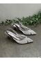 Platinum Stone Mesh Heeled Shoes