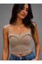 Women's Imported Cotton Chest-Cut-Out Ring Detail Thin Strap Bustier Crop Tank Top