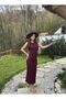 Stylish Polyviscose Dress with Gathered Sides and Slit at the Back - 3