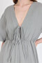 100% Cotton Midi Dress with Front Tie Detail - 3