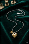 Stylish Design Silver Color Beaded Gold Color Stainless Heart Necklace - 2