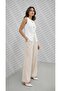 Women's Crew Neck Gold Button Slit Blouse - 3