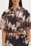 Brown mocha tie dye cropped shirt - 4