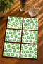 Abstract Floral Themed Set of 6 Coasters - Uv Printed Mdf - 10X10 cm