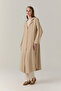 Hooded Buttoned Lace-Up Beige Giy Çık 0019 - 2