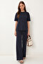Stone Detailed Knitted Top and Bottom Set Lzv0068 Dark Blue - 2