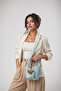 Blue Knitted Patterned Mini Hand & Shoulder Bag with Horse Figure Charm Accessory Detail 22X18X8 cm - 3