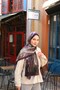 Noir Abstract Pattern Shawl - Purple-Khaki - 4