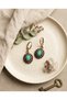 Bronze Vintage Women's Earrings Authentic Copper Jewelry Turquoise Stone Oval Lace Model - 6