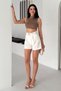 Women's High Waist Shorts with Belt Detail – Pleated Relaxed Fit Stylish Fabric Shorts - 2