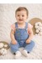 Tiny Flower Embroidery Detailed Short Sleeve Baby Girl Salopet Set of 2 - 2