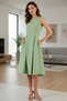 Regular Fit Crew Neck Pleated Midi Length Evening Dress with Pockets and Graduation Dress Dress 6111963