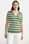 Polo Collar Striped Knitwear T-Shirt - Mint
