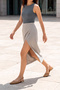 Women's Pointed Toe Hand Knitted Gold Metal Heel Open Back Strap Ballerinas Retas Taba - 3