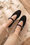 Mindy Side Buckle Detail Genuine Leather Women's Flats Black - 2