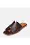 Women's Genuine Leather Slippers 41-42-43-44-Brown - 6
