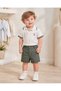 Baby Boy Textured Polo Collar T-Shirt and Pocket Shorts 2-Piece Set - 2