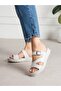 Velmora White Genuine Leather Women's Slippers - 4