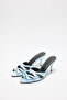 Heels 2623 - Baby Blue Satin Women's Heels with Thin Cross Straps - 5