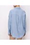 Una Fiaba, Blue Oversize Women's Muslin Fabric Shirt with Pockets - 3