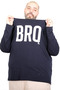 Large Size Men's Printed Crew Neck Long Sleeve T-Shirt Bro2 26105 Dark Blue - 3