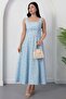 Square Neck Floral Thick Strap Dress Grs4009 - 3