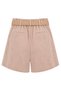 4022 Women's High Waist Pleated Shorts with Straw Belt Mink - 4