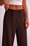 High Waist Button Detailed Wide Leg Stylish Comfortable Women's Trousers - 3