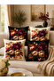 Black Cream Background with Floral Pattern 4-Piece Luxury Throw Pillow Cover Set - 3