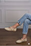 Women's Beige Knitted Buckle Ballet Flats Un001-0103 - 3