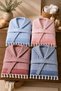 Striped 100% Cotton Pique Peştemal Bathrobe with Hood Unisex Premium Series - 3