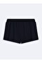 Basic Elastic Waist Navy Blue Shorts - 2