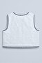 White Women's V-Neck Floral Embroidered Woven Crop Vest - 8