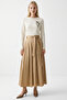 Crew Neck Pleated Embroidered Belted Regular Midi Dress - 3