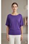Round Neck Loose Fit Oversize Bat Sleeve Waist-Fitted Gathering Summer Spring Viscose Knitwear Blouse - 3