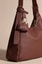 Women's Brown Baguette Shoulder Bag with Accessory Detail, Casual Stylish Handbag - 2