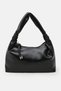 Women's Black Wide Lined Shoulder Bag