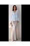 Women's Ruffle Collar Lace-Up Detailed Layered Peplum Long Sleeve Chiffon Blouse - 7