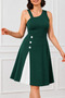 New Season Women's Asymmetrical Collar Button Detail Janjan Crepe Short Dress - 4
