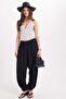 Women's Relax Fit Comfortable Cut Viscose Fabric Wide Leg Black Trousers - 7