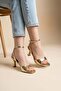 Women's Gold Heeled Shoes - 4
