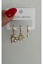 Fish and seashell themed, pearl-accented, steel and gold-tone three-piece earring set. - 2