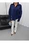 Women's Oversize Embroidered Pocket Detailed Long Sleeve Stylish Loose Shirt - 3