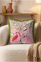Exotic Birds and Mango Flowering Branches Fringe Throw Pillow Cover - Khaki Tassel Tropical Cover - 4