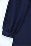 Buttoned V-Neck Jacquard Crinkle Tunic - Dark Blue - 4