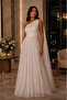 Women's Shoulder Detailed Pleated Sparkling Fabric Evening Dress Dpswll16