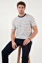 Striped men's t-shirt 4039 ecru-indigo striped - 4