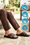 Brown Cross-Strapped Lightweight Men's Daily Slippers Pc-7341 m