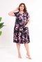 Women's Navy Blue Pink Floral Patterned Loose Dress with Pockets, Compatible with Standard Sizes 42-54, Stretchable Dress - 5