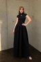 Women's Black Waist Corset Skirt Gathered Dress 1041-2873